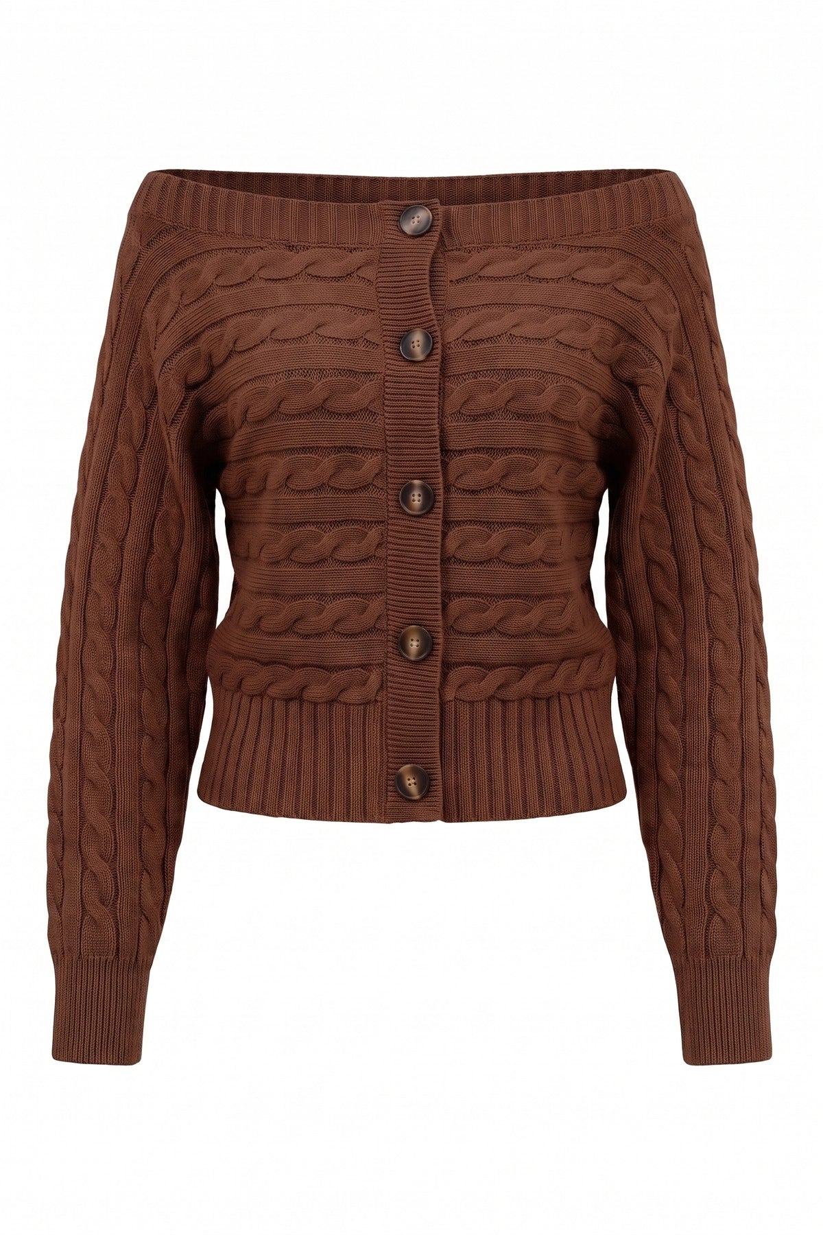 Womens Coffee Off Shoulder Cardigan | CicyBell