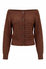 Womens Coffee Off Shoulder Cardigan | CicyBell