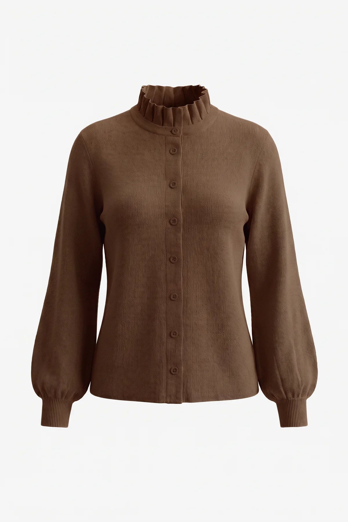 Womens Coffee Puff Cardigan Sweaters| CicyBell