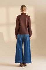 Womens Coffee Puff Cardigan Sweaters| CicyBell