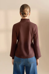 Womens Coffee Puff Cardigan Sweaters| CicyBell