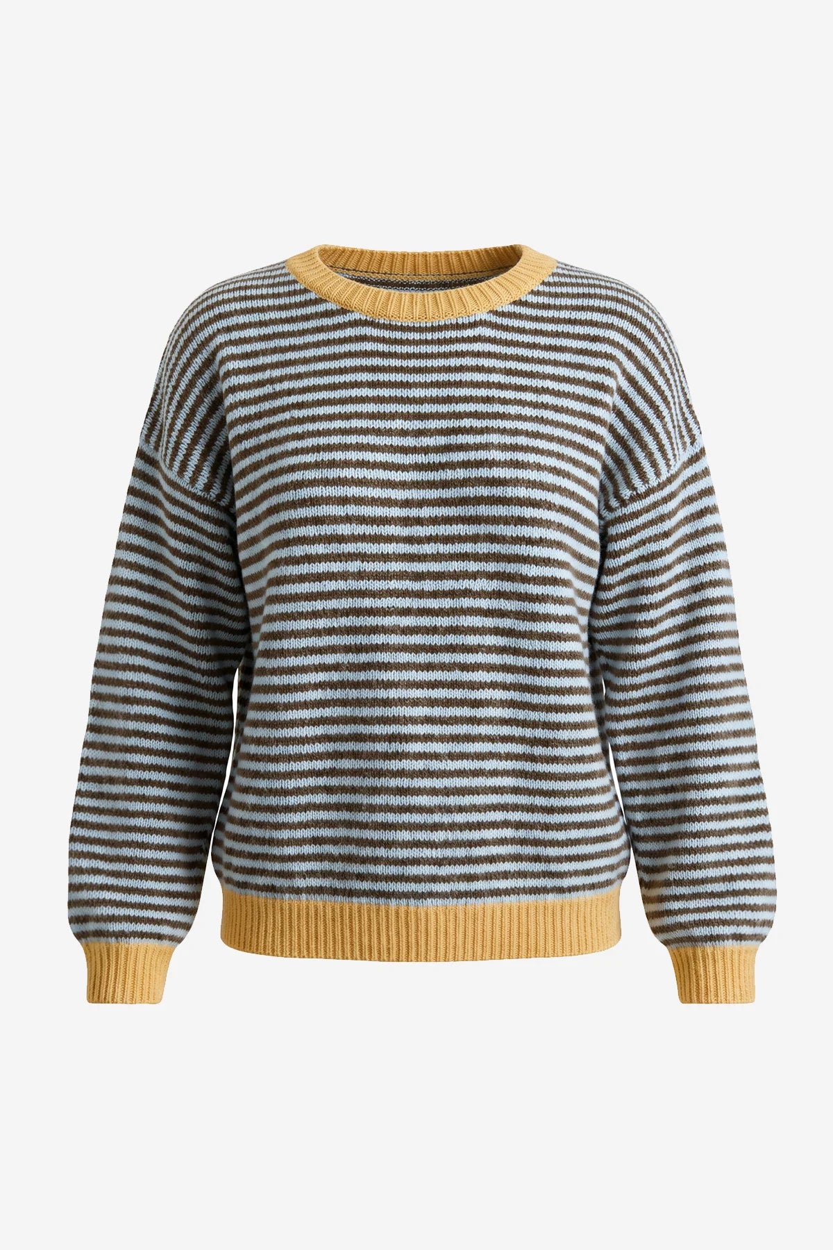 Womens Coffee Color Block Striped Sweater | CicyBell