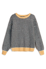 Womens Coffee Color Block Striped Sweater | CicyBell