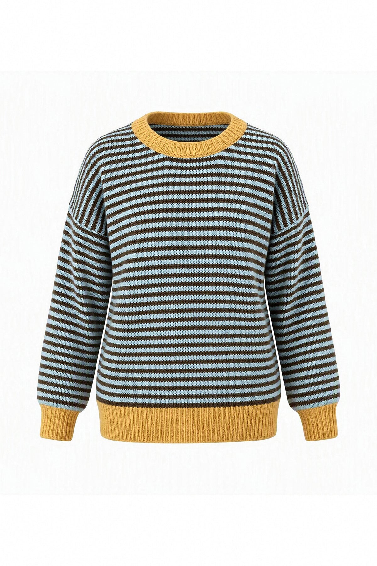Womens Coffee Color Block Striped Sweater | CicyBell