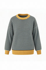 Womens Coffee Color Block Striped Sweater | CicyBell