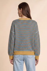 Womens Coffee Color Block Striped Sweater | CicyBell