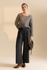 Womens Coffee Color Block Striped Sweater | CicyBell
