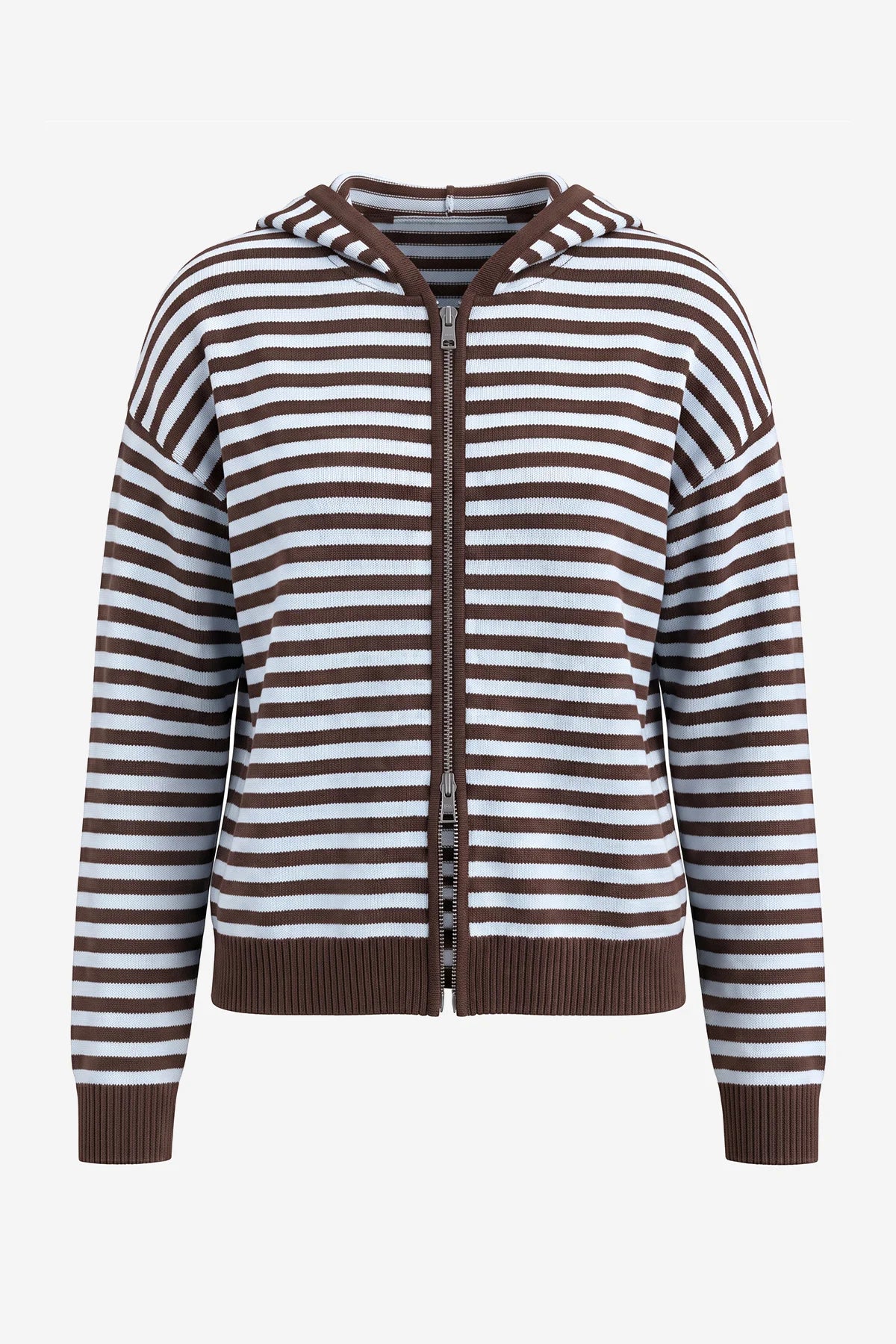 Womens Coffee Striped Cardigan Sweaters | CicyBell