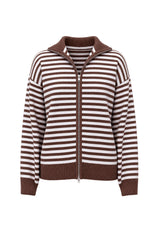 Womens Coffee Striped Cardigan Sweaters | CicyBell