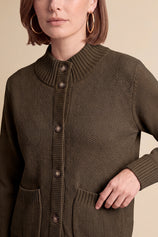 Womens Coffee Chunky Sweaters Cardigan | Cicy Bell