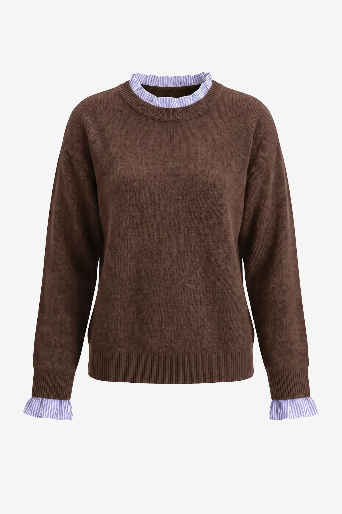 Womens Coffee  Ruffle Long Sleeve Sweater| CicyBell