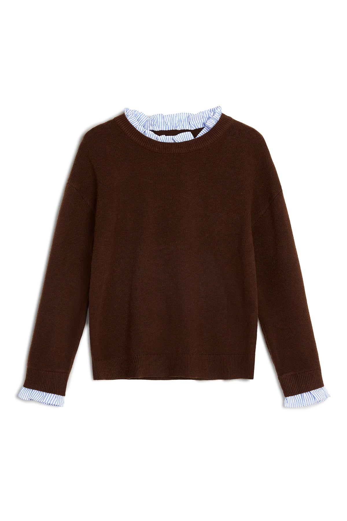 Womens Coffee  Ruffle Long Sleeve Sweater| CicyBell