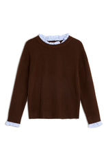 Womens Coffee  Ruffle Long Sleeve Sweater| CicyBell