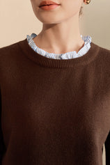 Womens Coffee  Ruffle Long Sleeve Sweater| CicyBell