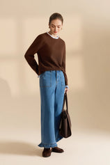 Womens Coffee  Ruffle Long Sleeve Sweater| CicyBell