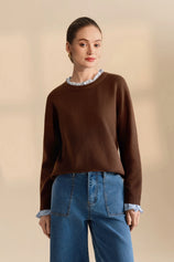 Womens Coffee  Ruffle Long Sleeve Sweater| CicyBell