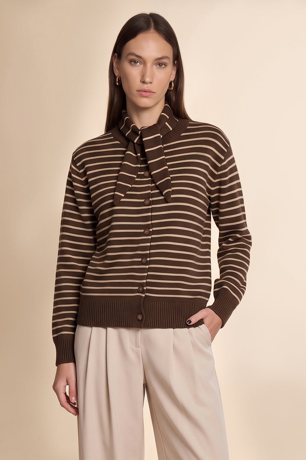 Womens Coffee Button Down Cardigans | CicyBell