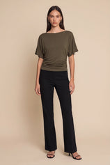Womens Coffee Tie Back Cinched Tops | CicyBell