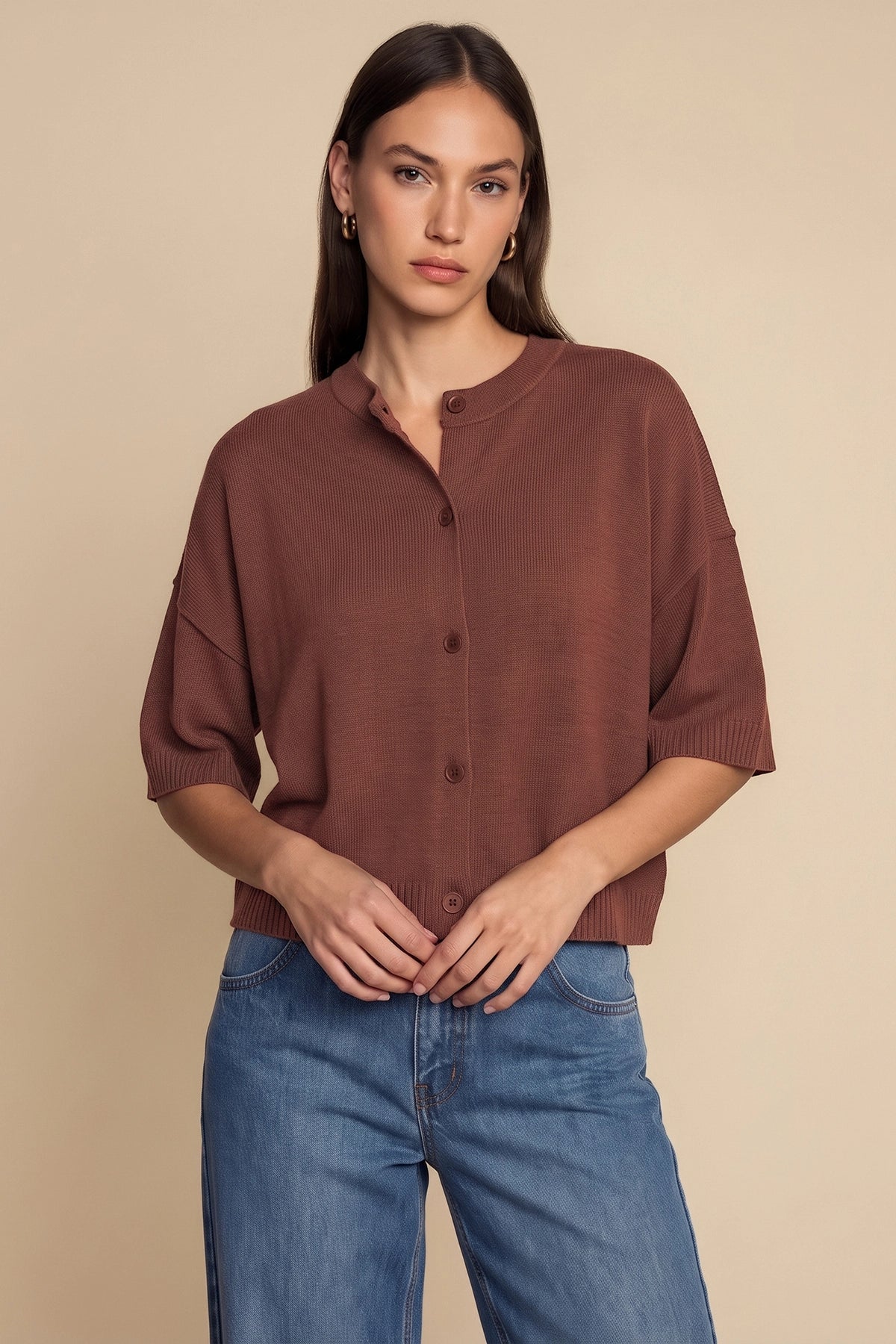 Womens Coffee Cardigan Tops | Cicy Bell