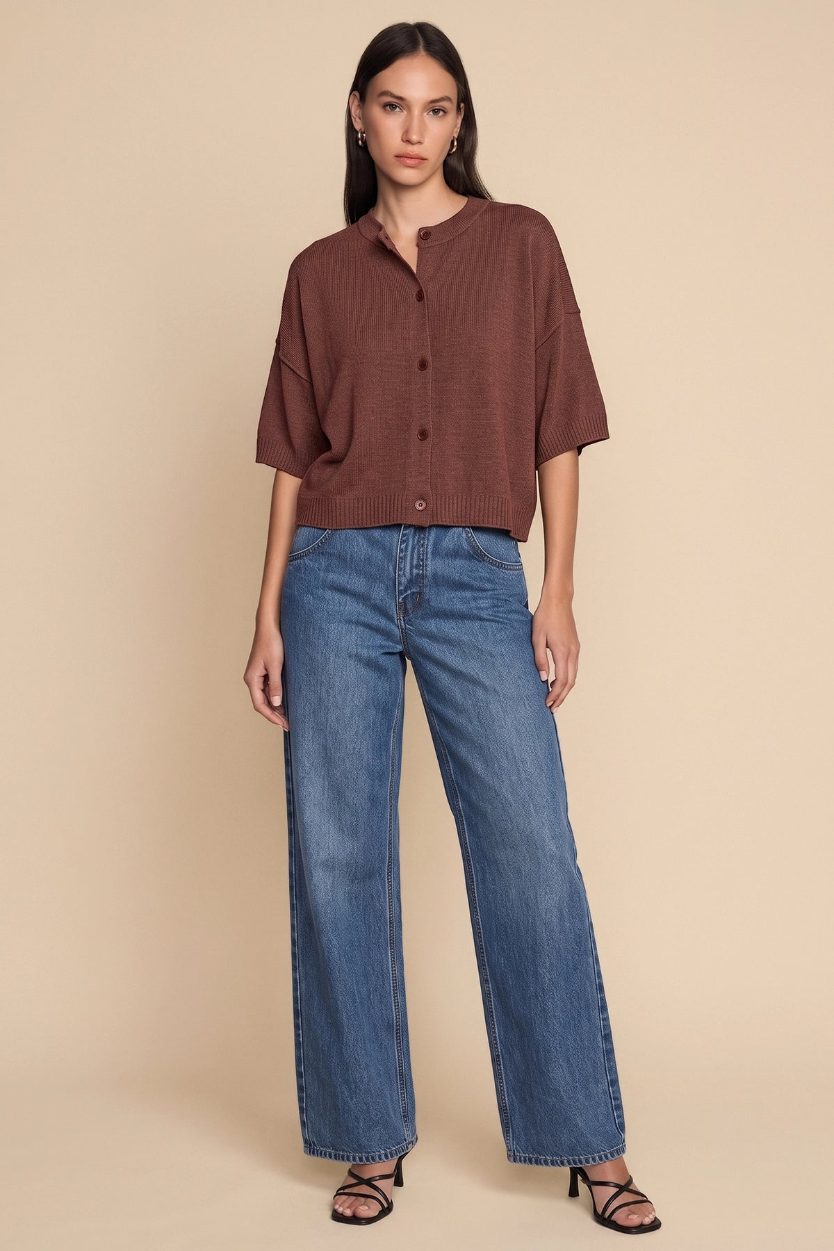 Womens Coffee Cardigan Tops | Cicy Bell