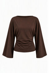 Women Coffee Long Sleeve Wrap Tops | CicyBell
