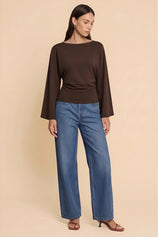 Women Coffee Long Sleeve Wrap Tops | CicyBell
