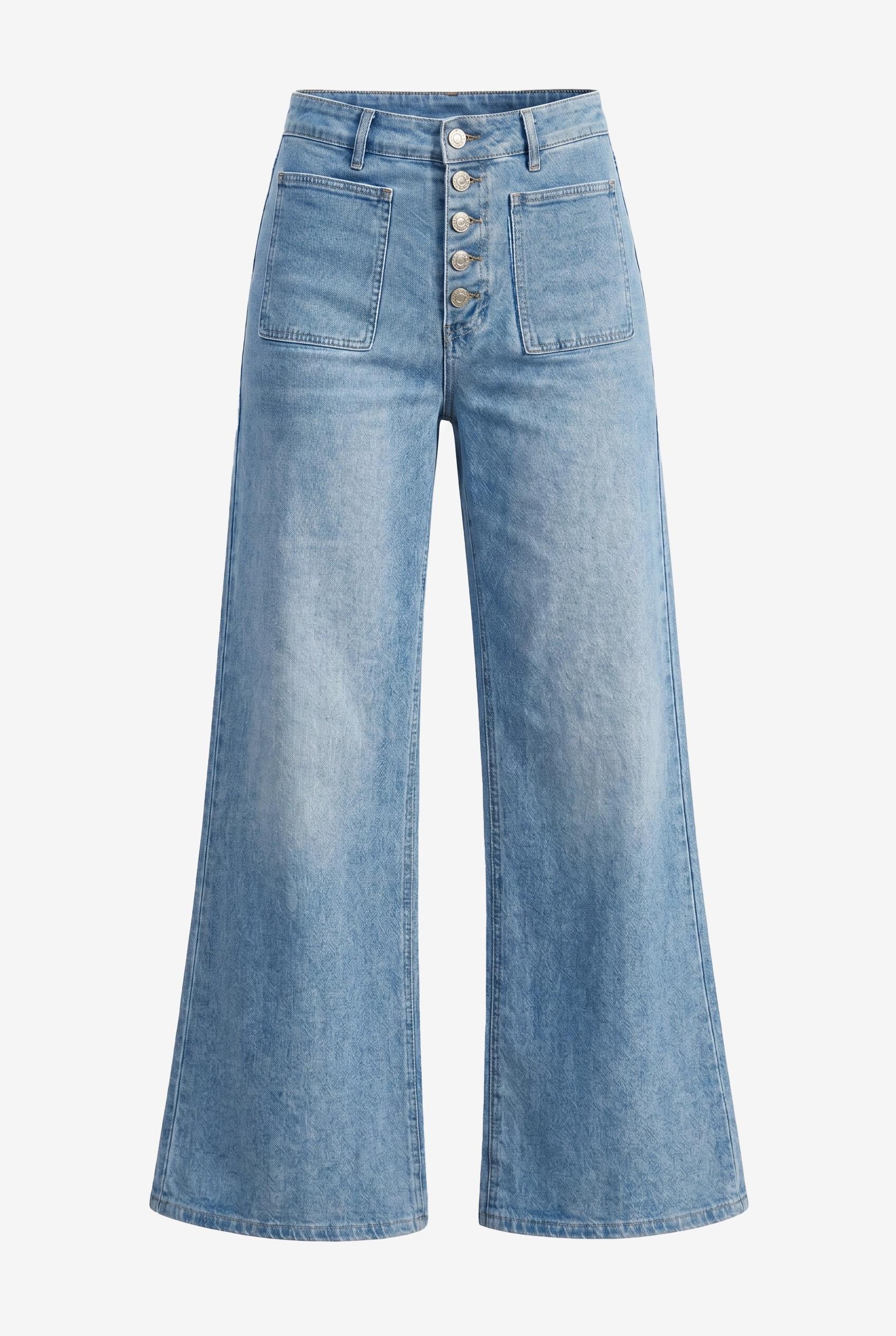 Womens Cowboy Blue Wide Leg High Waisted Jeans | CicyBell