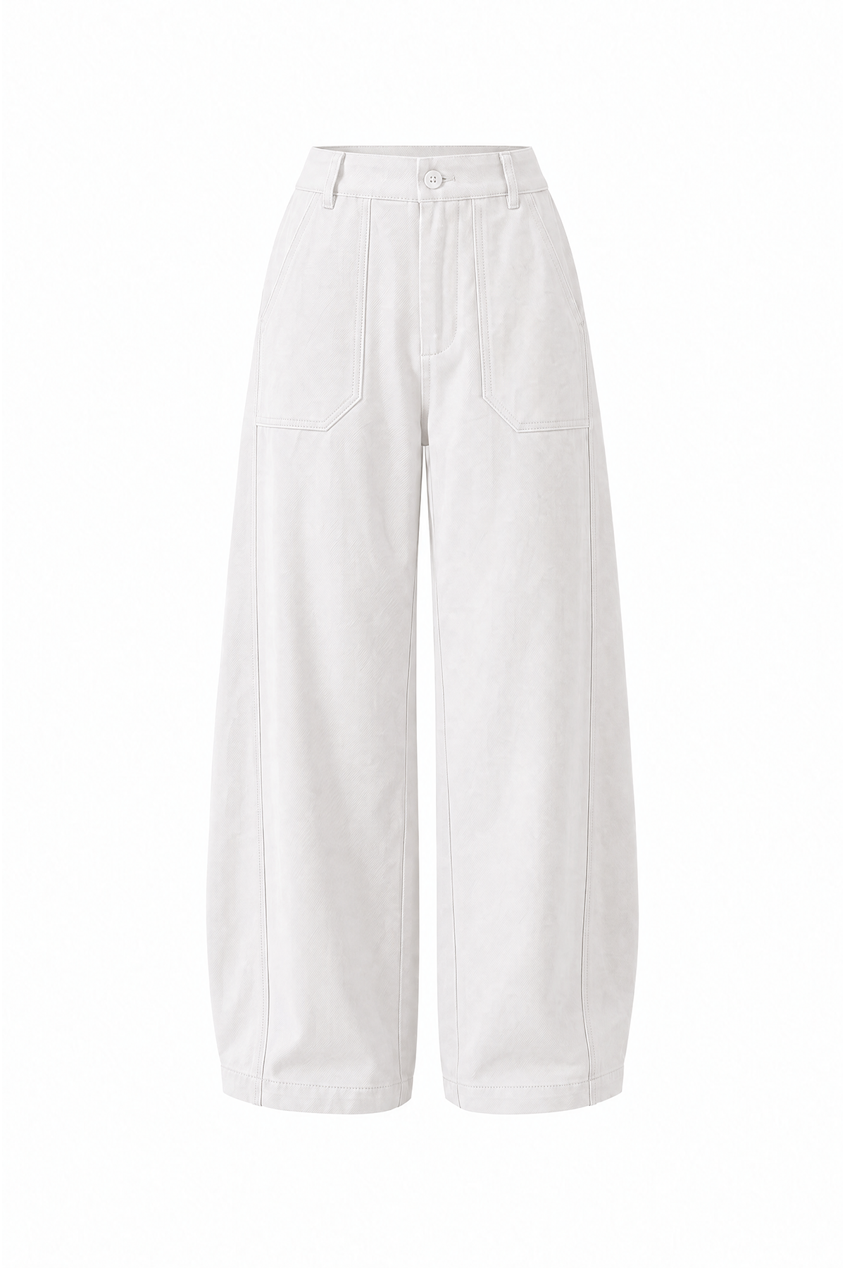 Womens Creamy-white High Waisted Barrel Pants | CicyBell