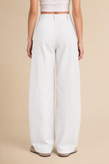 Womens Creamy-white High Waisted Barrel Pants | CicyBell