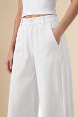 Womens Creamy-white High Waisted Barrel Pants | CicyBell