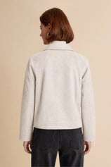 Womens Creamy White Faux Suede Leather Jacket | CicyBell