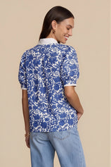 Womens Dark Blue Puff Sleeve Blouses | CicyBell