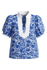 Womens Dark Blue Puff Sleeve Blouses | CicyBell