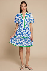 Womens Dark Blue V Neck Floral Mini Dress | CicyBell