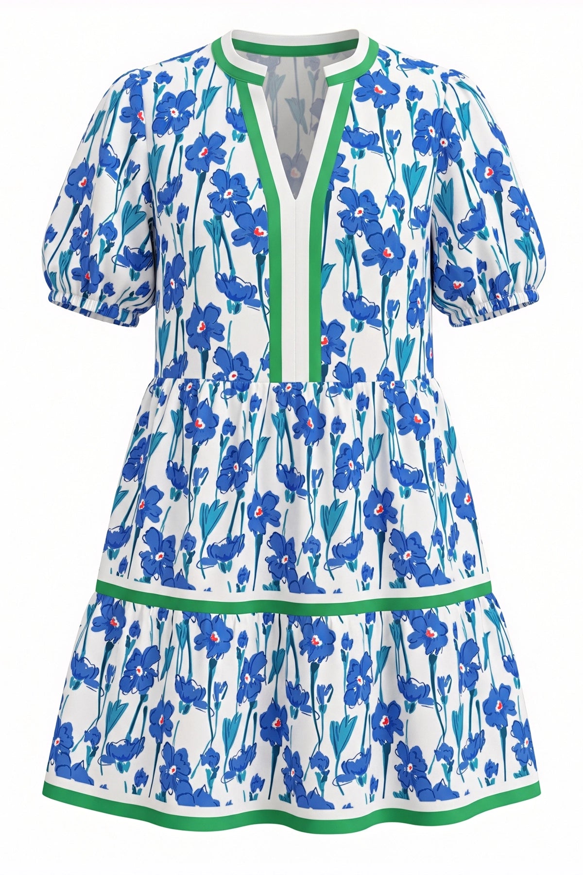 Womens Dark Blue V Neck Floral Mini Dress | CicyBell