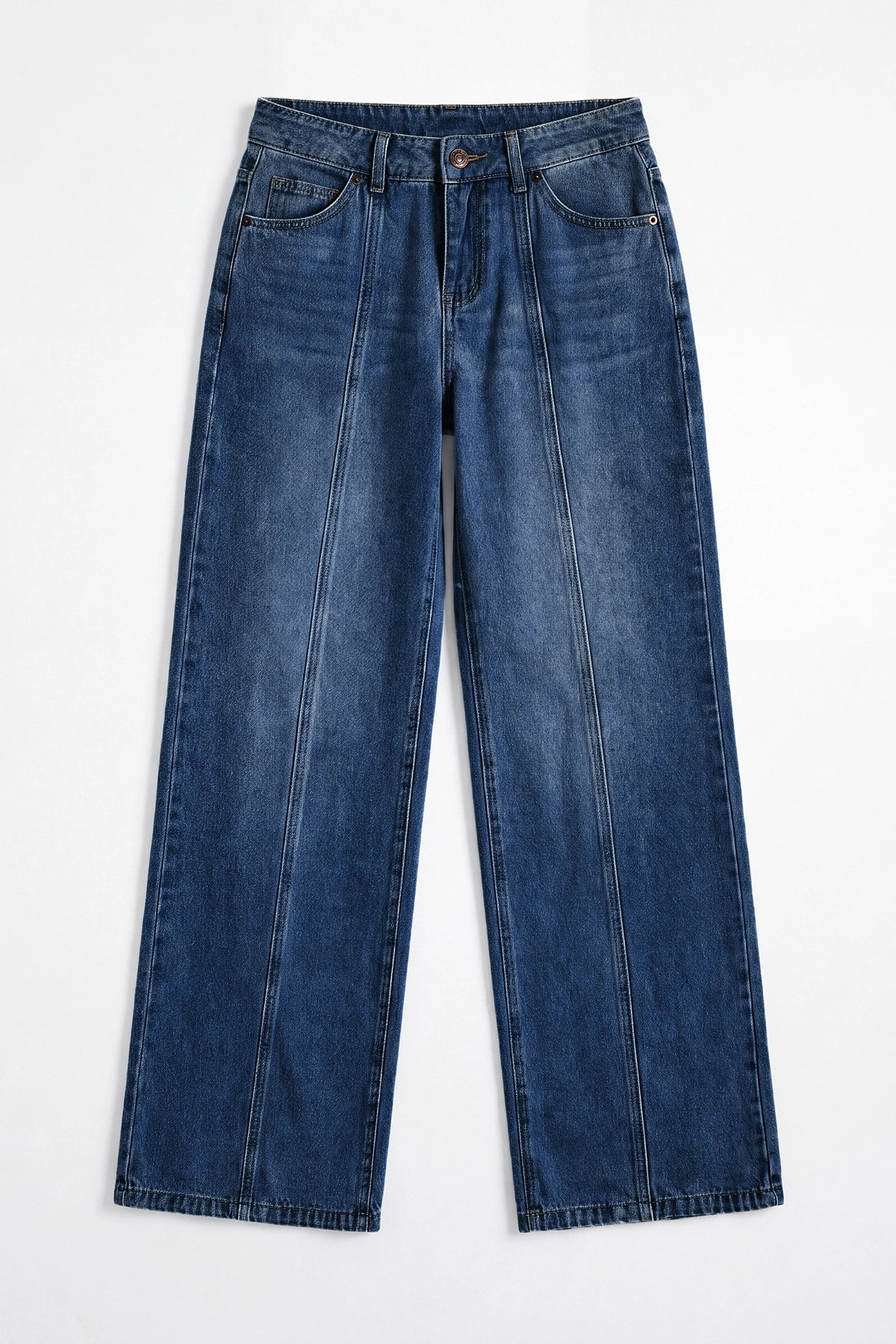 Womens Dark Blue High Waisted Baggy Jeans | CicyBell