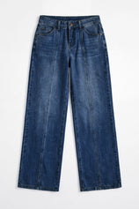 Womens Dark Blue High Waisted Baggy Jeans | CicyBell