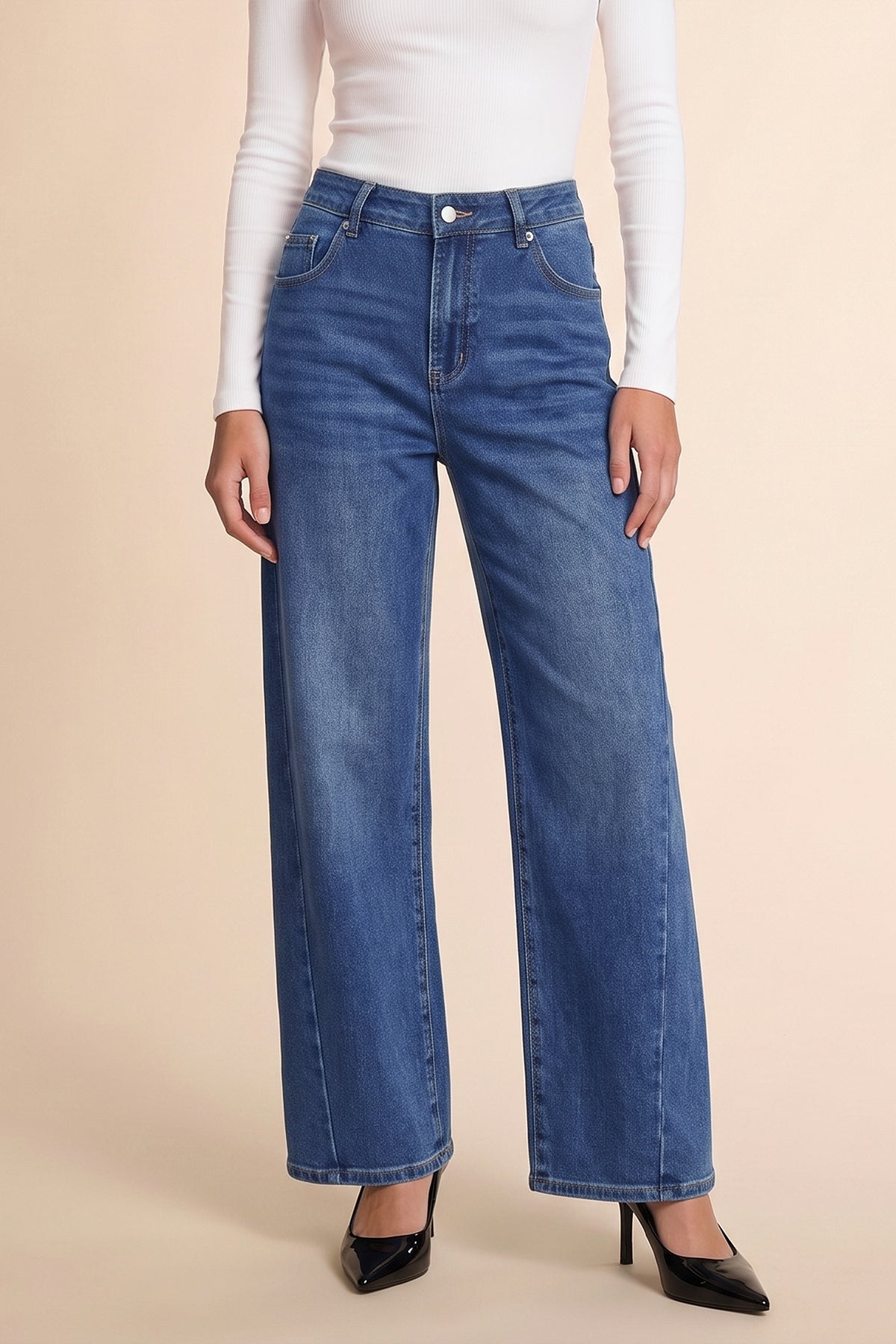 Womens Dark Blue High-Waisted Vintage Barrel Jeans | CicyBell