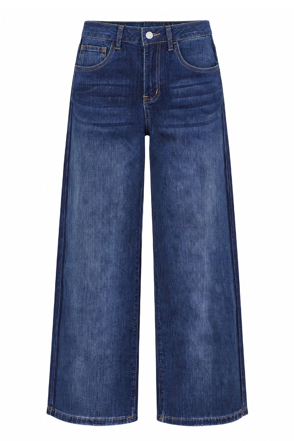 Womens Dark Blue Wide Leg Striped High Waisted Jeans | Cicy Bell