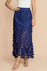 Cicy Bell Womens Dark Blue Hollow Out Maxi Skirts