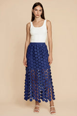 Cicy Bell Womens Dark Blue Hollow Out Maxi Skirts