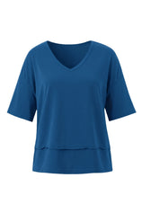 Womens Dark Blue Summer V Neck T Shirts | CicyBell