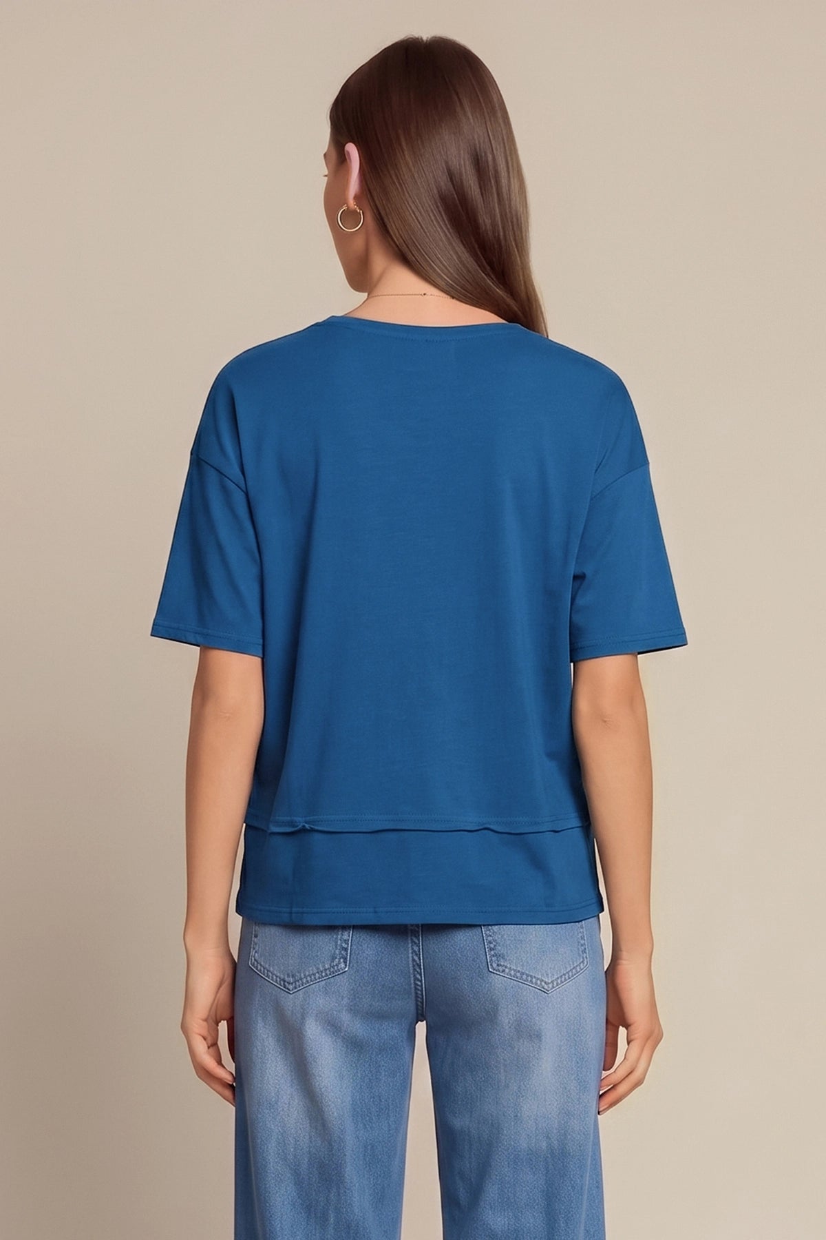 Womens Dark Blue Summer V Neck T Shirts | CicyBell