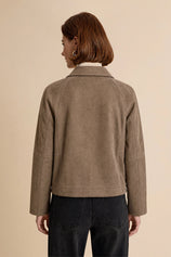 Womens Dark Brown Faux Suede Leather Jacket | CicyBell