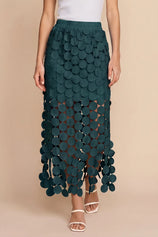 Cicy Bell Womens Dark Green Hollow Out Maxi Skirts