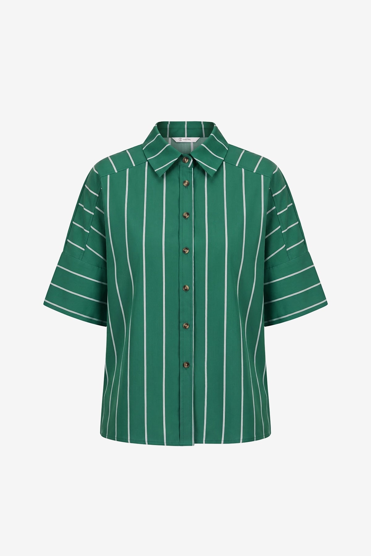 Womens Dark Green Striped Button Down Shirts | CicyBell