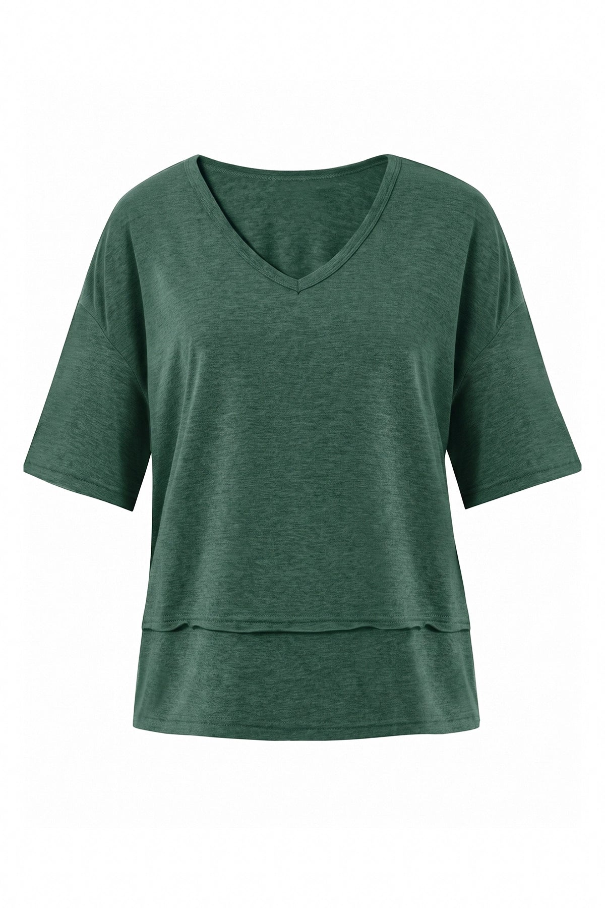 Womens Dark Green Summer V Neck T Shirts | CicyBell