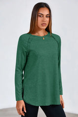 Cicy Bell Womens Dark Green Long Sleeve Tunic Tops