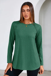 Cicy Bell Dark Green Long Sleeve Tunic Tops