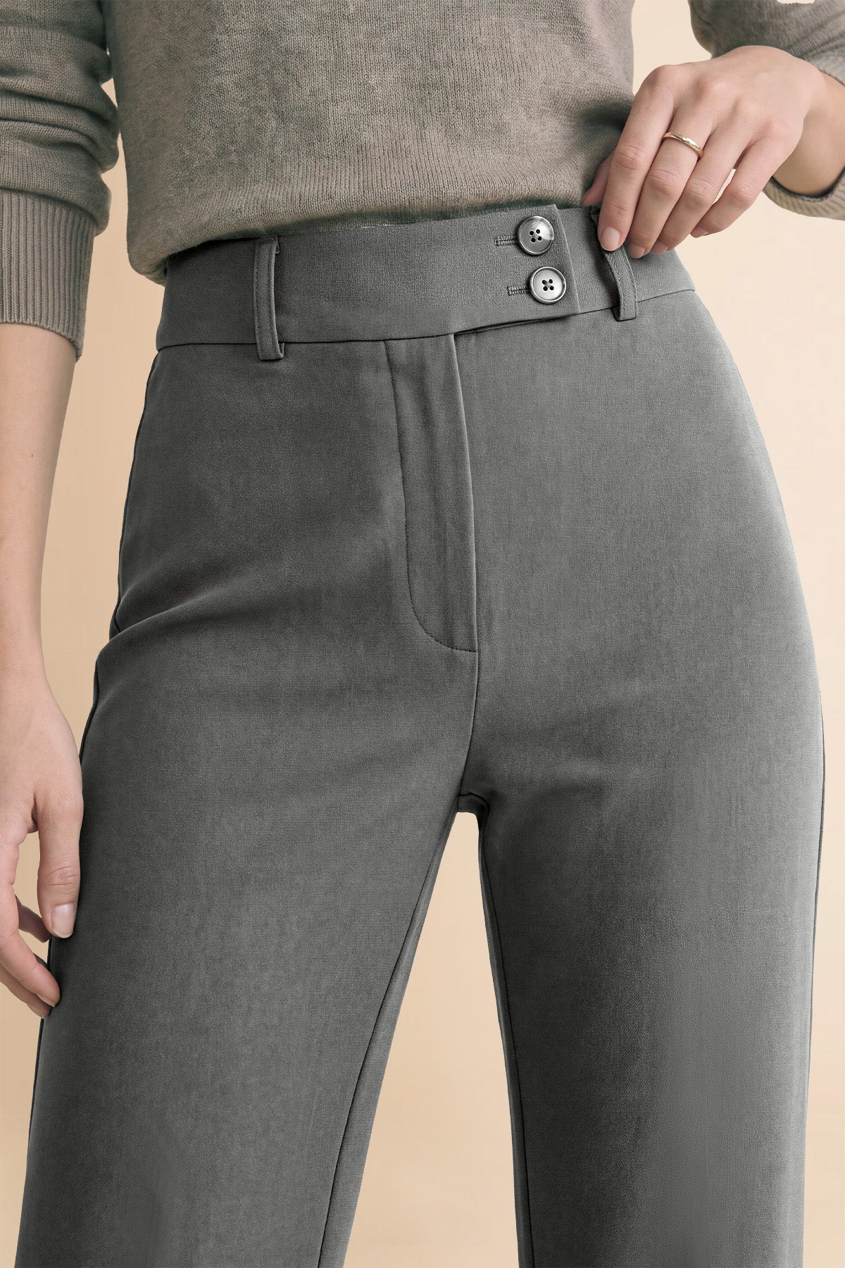 Womens Dark Grey Dress Work Pants | CicyBell